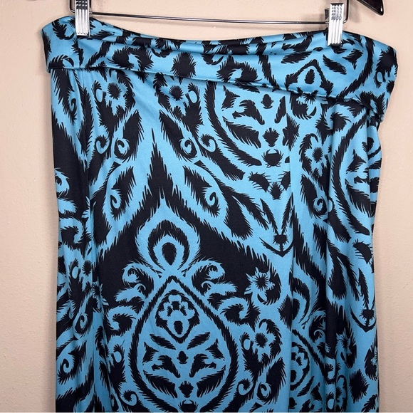 XXL Jamby Style Blue Black Maxi Skirt Geometric Boho Bohemian Tribal Stretch - Picture 11 of 14
